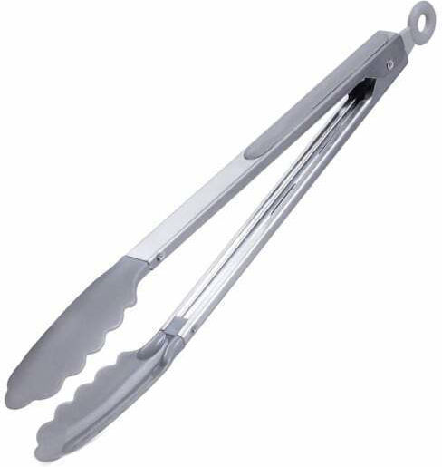 Tăvițe și Pensete de Bucătărie Pufo pentru Servire Gratar Friptură Oțel Mâner Siliconic Vârful Gri 34 Cm