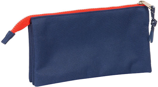 Safta Bros Pencil Case with 3 Compartments Blue