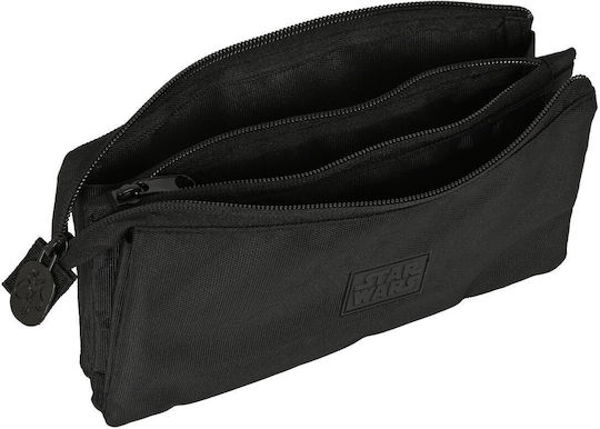 Pencil Case with 3 Compartments Black