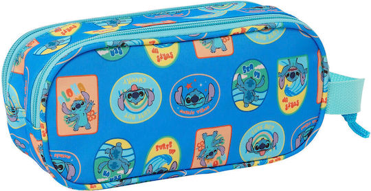 Double Pencil Case Lilo & Stitch Blue 21 X 8 X 6 Cm 3d