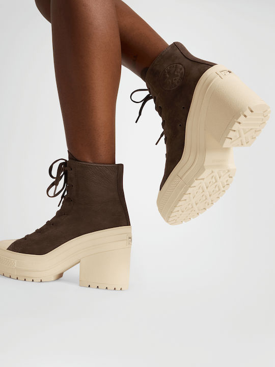 Chuck 70 De Luxe Δερμάτινα Γυναικεία Μποτάκια Coffee
