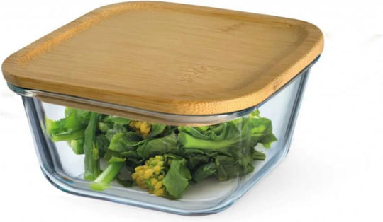 Heat-resistant Glass Casserole 0.5l Simax 7606/lb Square Bamboo Lid