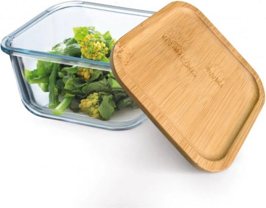 Heat-resistant Glass Casserole 0.5l Simax 7606/lb Square Bamboo Lid