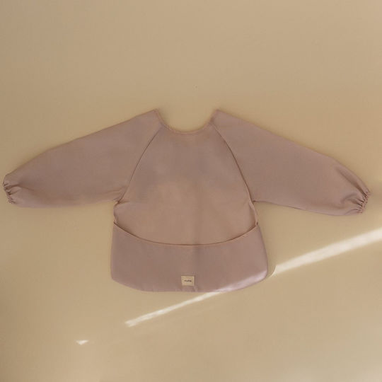 Mushie Waterproof Coverall Plastic with Hoop & Loop Fastener, Pocket & Sleeves Blush