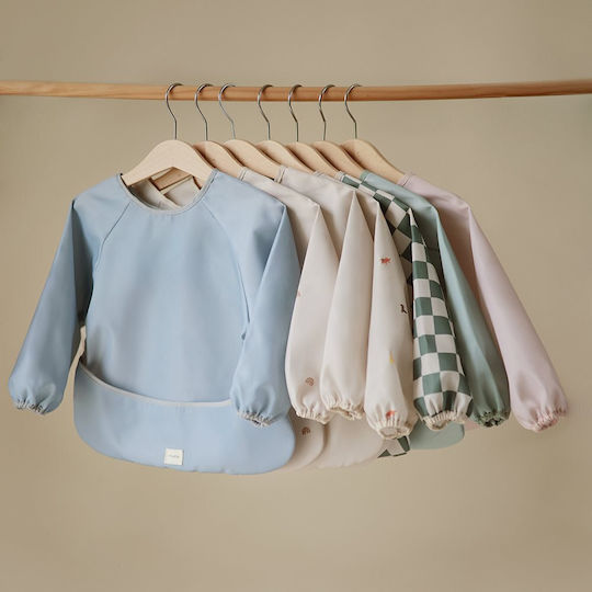 Mushie Waterproof Coverall Plastic with Hoop & Loop Fastener, Pocket & Sleeves Blush