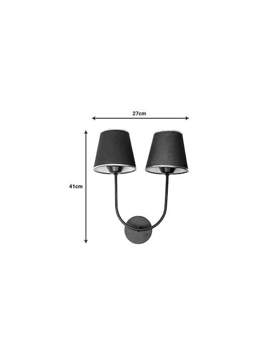 Pakketo Modern Lamp Wall with Socket E27 Black 27x27x13cm