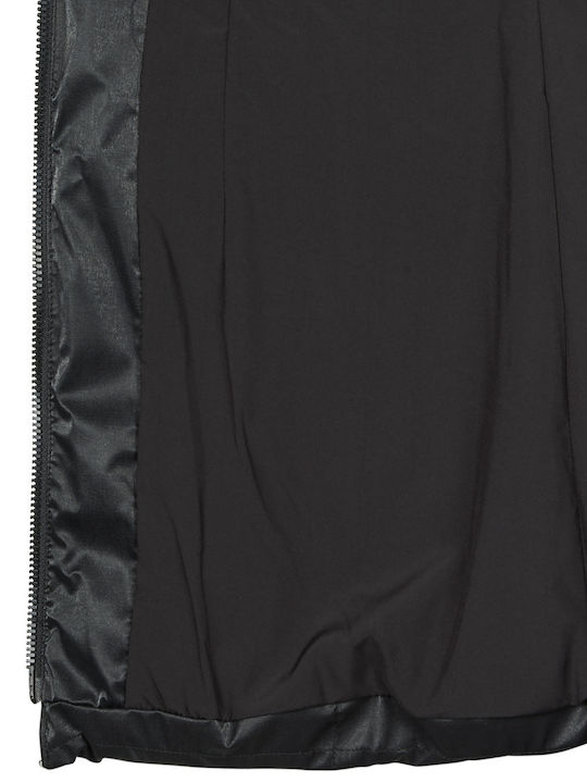 Oxana Women's Long Lifestyle Artificial Leather Jacket for Winter Black