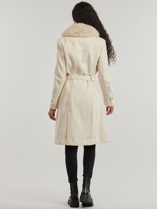 Guess Women's Coat with Belt Beige