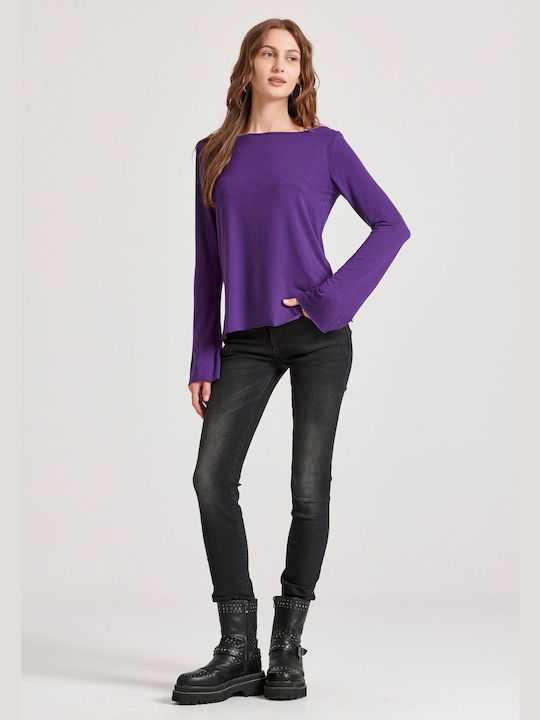 Funky Buddha Women's Athletic Blouse Long Sleeve Purple