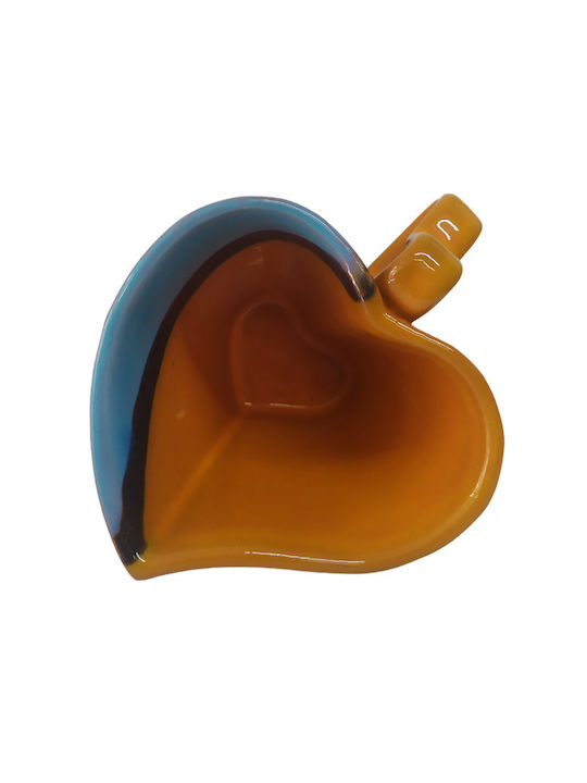 Herz Becher Keramik Heart Color Orange with Turquoise 300ml