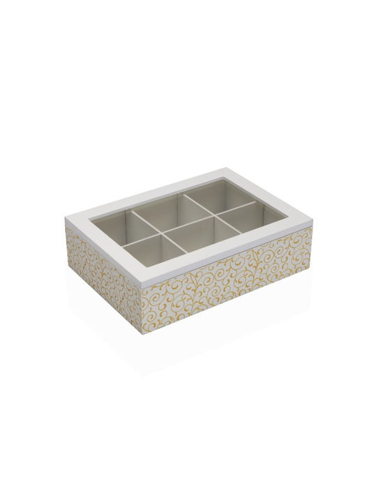 Versa Box for Tea with Lid Wooden White 17x7x24cm