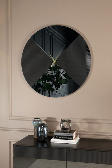 Casa Vogue Wanduhr Spiegel Schwarz Ø100cm