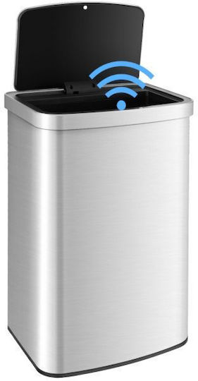Costway Waste Bin Made of Stainless Steel with Sensor Grey 50lt