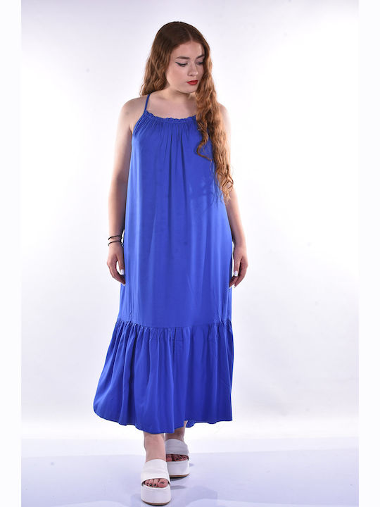 Sommer Maxi Damenkleid Mit Royalblau
