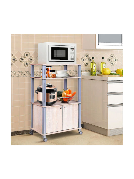 Costway Τρόλεϊ Κουζίνας Πλαστικό 4 Θέσεων Καφέ 60x40x98cm
