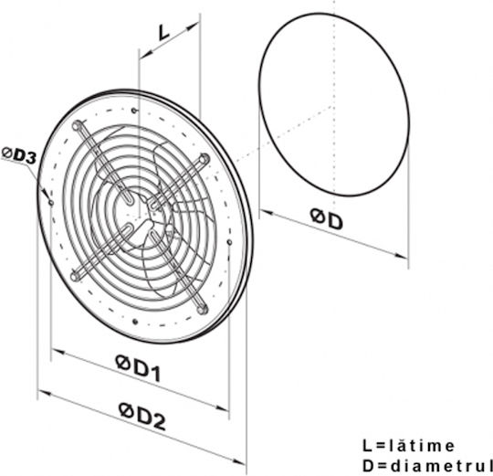 Wall-mounted Axial Fan 326mm 2230 M³/h