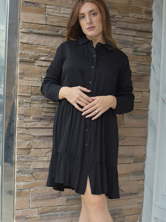 Rochie-Cămașă Mini Neagră