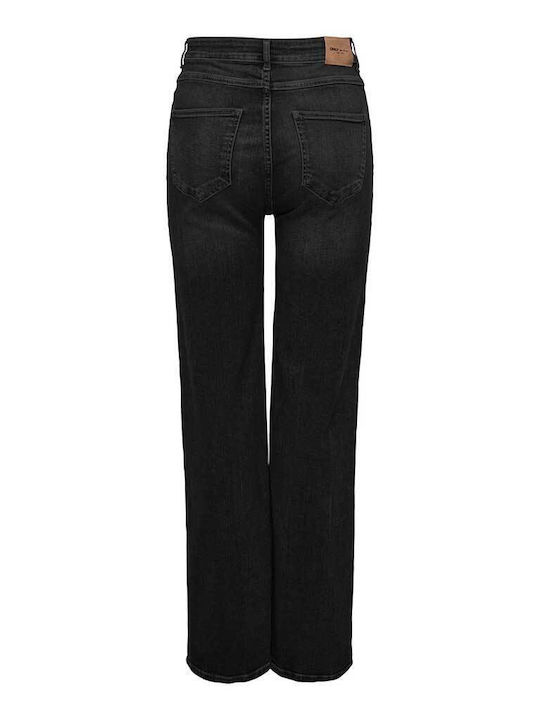 Only High Waist Women's Jean Trousers in Wide Line Black