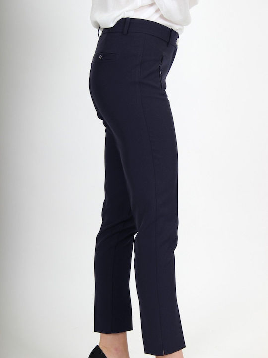 Women's Fabric Trousers Slim Fit Blue