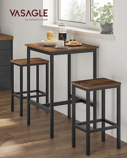 Pătrat Măsuță auxiliară Metalica Rustic Brown and Black L60xW60xH92cm.