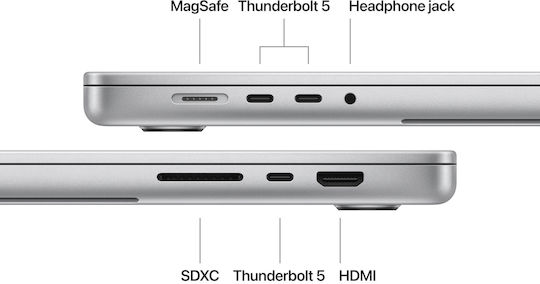 Apple MacBook Pro (2024) 16,2" Retina Display 120Hz (M4 Pro-14-Kern/48GB/512GB SSD/20-Kern-GPU) mit Ladegerät 140W Silber (GR Tastatur)