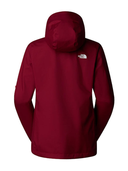 Quest Women's Hiking Short Lifestyle Jacket Waterproof and Windproof for Winter with Hood Red