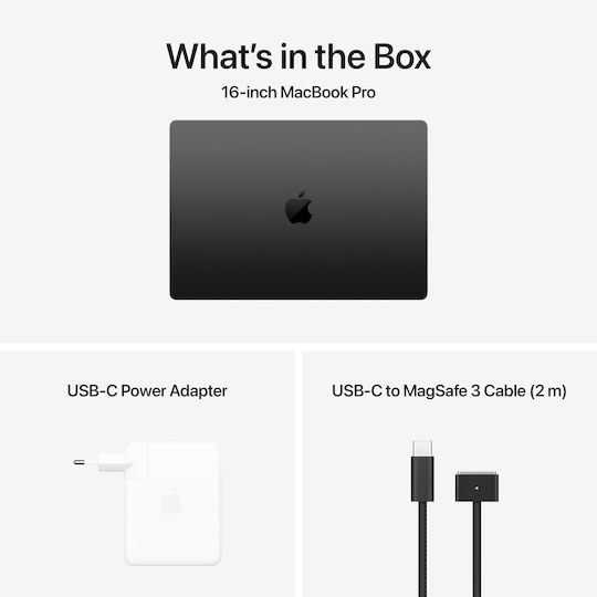 Apple MacBook Pro 16" (2024) 16.2" Retina Display 120Hz (M4 Pro 14-Core 24GB 512GB SSD 20-Core GPU) With 140W Charger Space Black Greek Keyboard