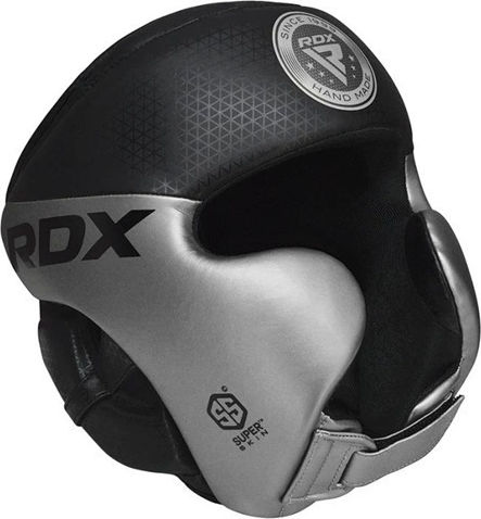 RDX Adult Full Face Boxing Headgear Leather Silver