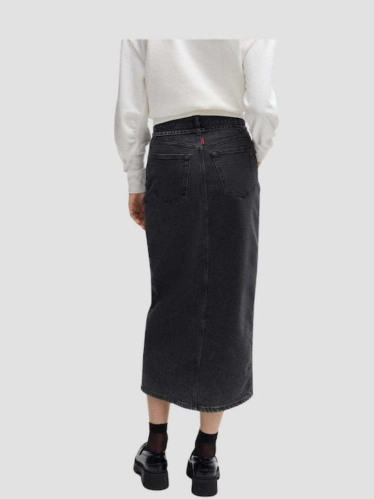 Hugo Boss Denim Midi Skirt Dark Gray