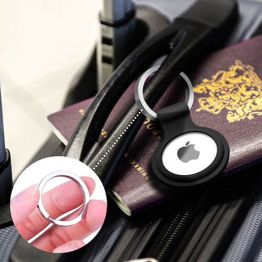 Protection Airtag Silicone Gel Ultra-thin Soft-touch Black Keychain