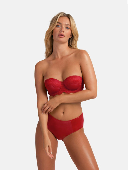 Κόκκινο Strapless Σουτιέν με Ελαφριά Ενίσχυση & Μπανέλες
