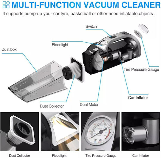 Autoline Car Handheld Vacuum with Cigarette Lighter Cable 12V 120W