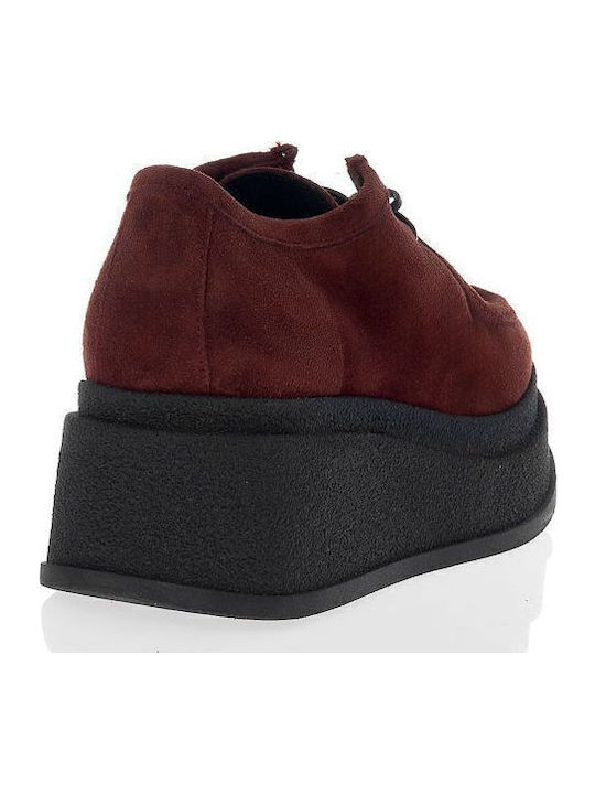 Leather Women's Moccasins in Burgundy Color