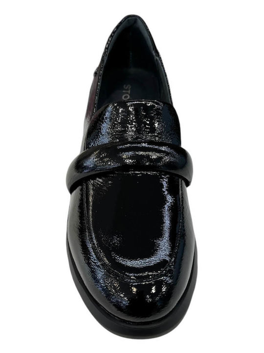 Leather Women's Loafers in Black Color