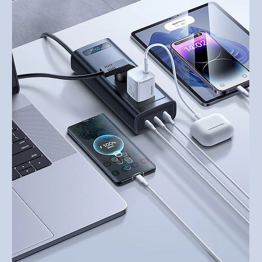 Baseus Инвертор за кола 150W за преобразуване на 12V DC в 220V AC с 3xUSB
