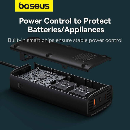 Baseus Инвертор за кола 150W за преобразуване на 12V DC в 220V AC с 3xUSB