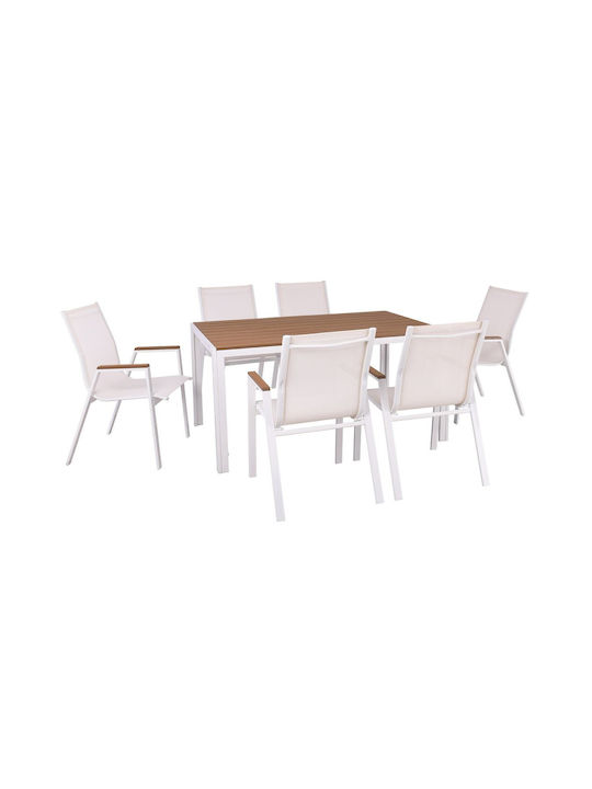 Set Dining de Exterior Virna 7 Piese Alb E6797,2S