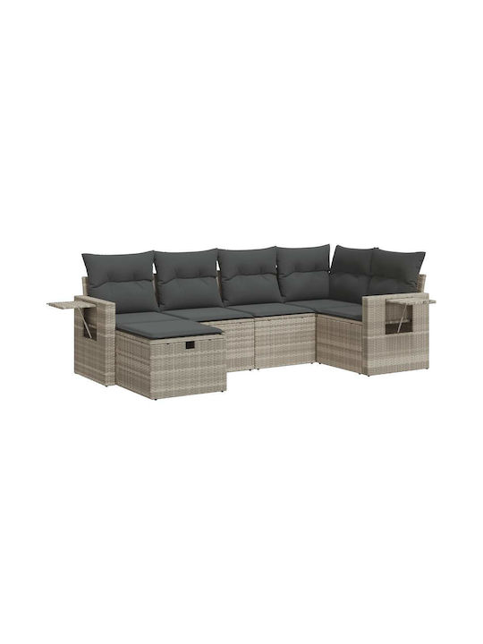 Corner Outdoor Sofa Rattan with Chest and Cushions 55x55x69cm