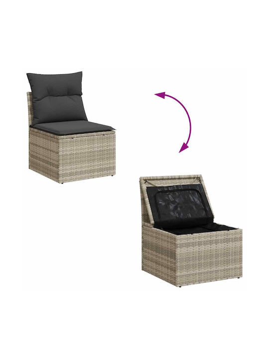 Corner Outdoor Sofa Rattan with Chest and Cushions 55x55x69cm