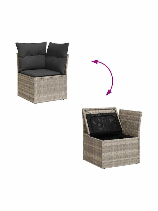 Corner Outdoor Sofa Rattan with Chest and Cushions 55x55x69cm