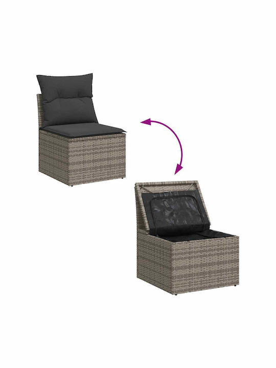 Corner Outdoor Sofa Rattan with Cushions 55x55x69cm