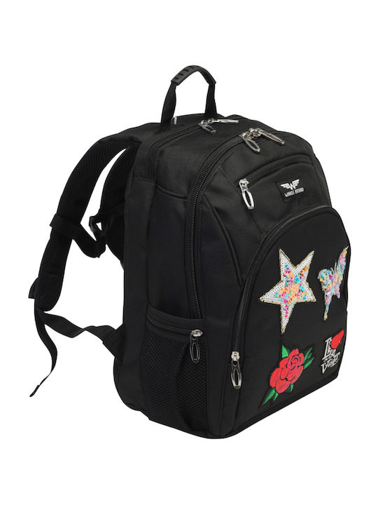 Wings Schulranzen Rucksack Schwarz 16Liter