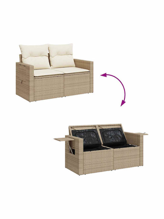 Corner Sofa Outdoor Rattan with Chest and Pillows 55x55cm