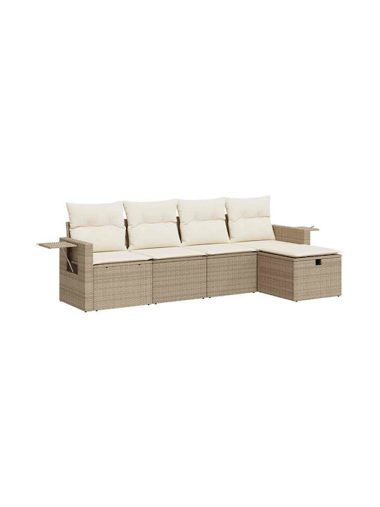 Corner Outdoor Sofa Rattan with Chest and Cushions 55x55x69cm