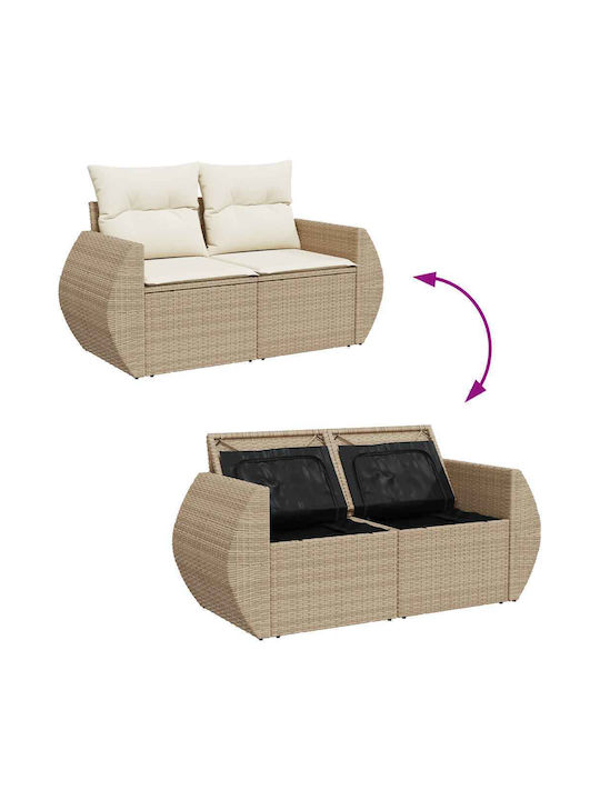 Corner Sofa Outdoor Rattan with Chest and Pillows 55x55x34cm