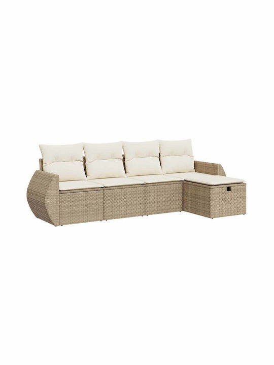 Corner Outdoor Sofa Rattan with Chest and Cushions 55x55x69cm