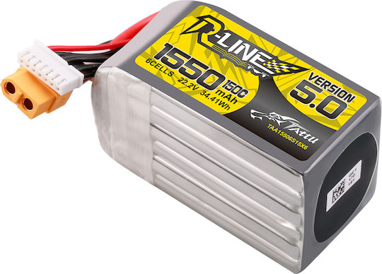 Tattu R-Line V5 Батерия Li-Po 22.2V 1550mAh 150C 6S XT60 за Дрон