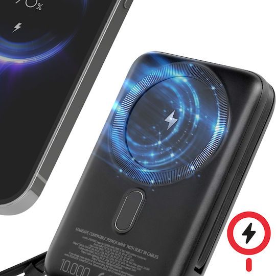 Swissten Power Bank MagSafe 10000mAh 15W με Θύρα USB-A και Θύρα USB-C Μαύρο