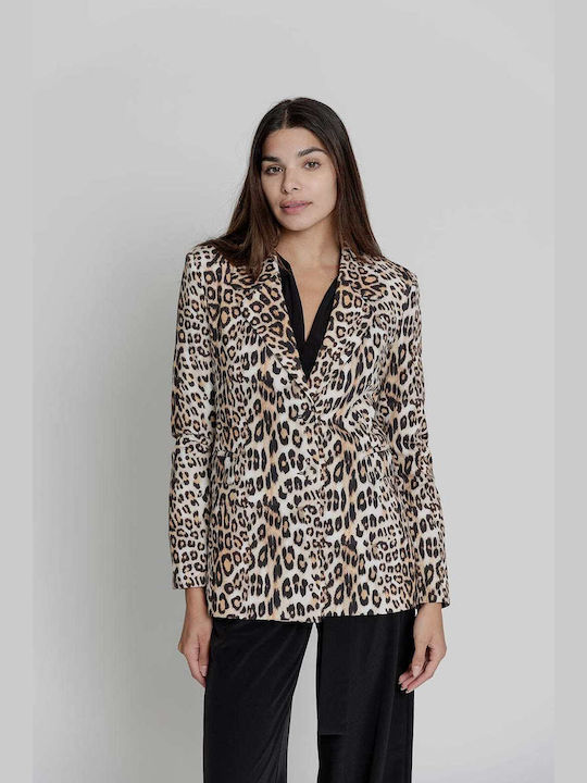 Moutaki Long Women's Blazer Animal Print