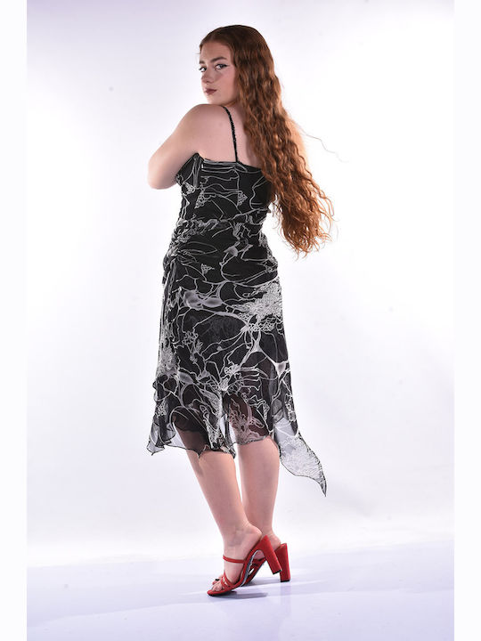 Damen Formelles Schwarz-Weiß Kleid Charly 2073-1032